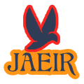 JAEIR logo: a bird over the letters JAEIR, navy blue with bright orange and red highlights