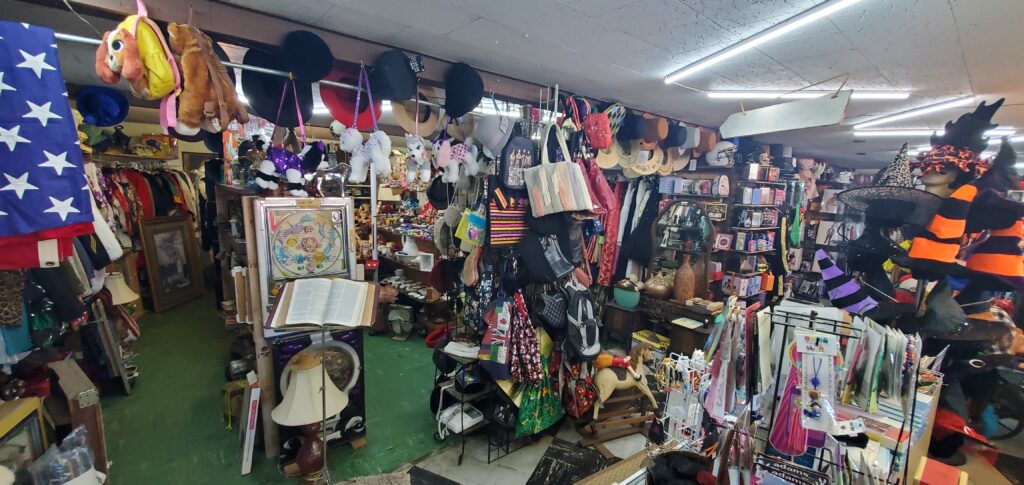 interior of costume zone, tons of clutter
