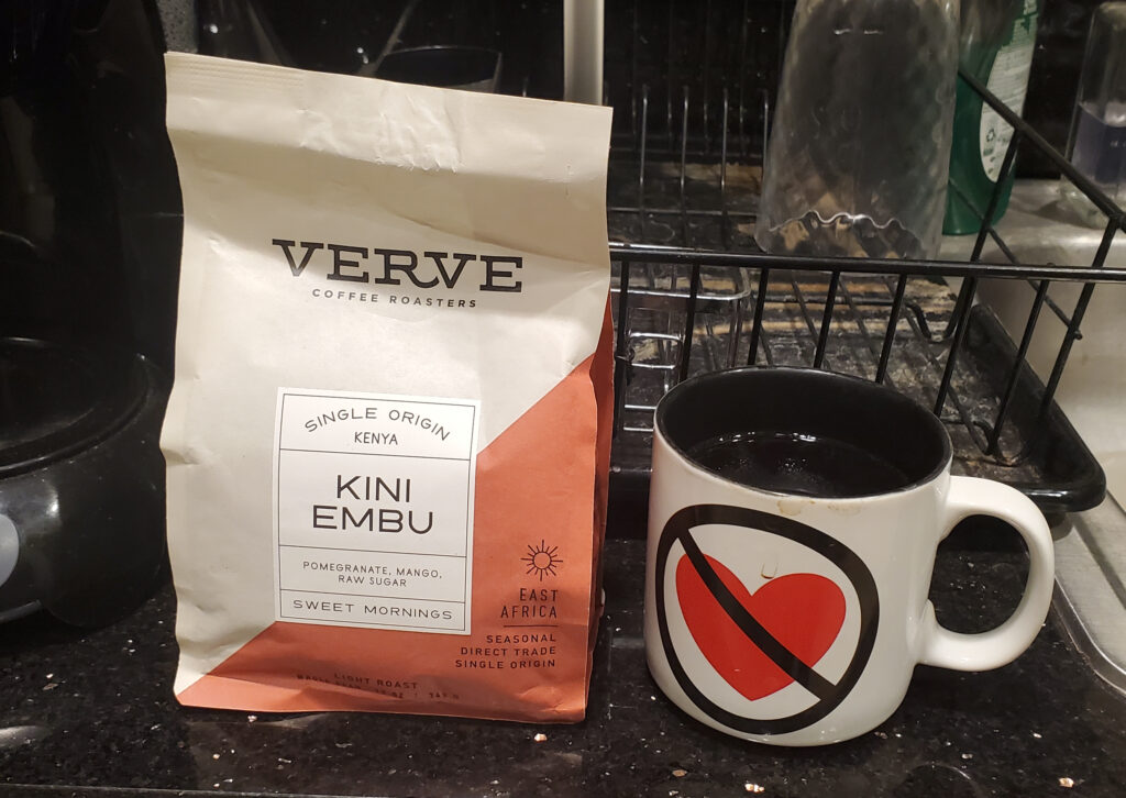 Verve Kini Embu coffee bag and my mug