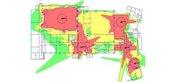 floorplan of a house with wireless signal strengths