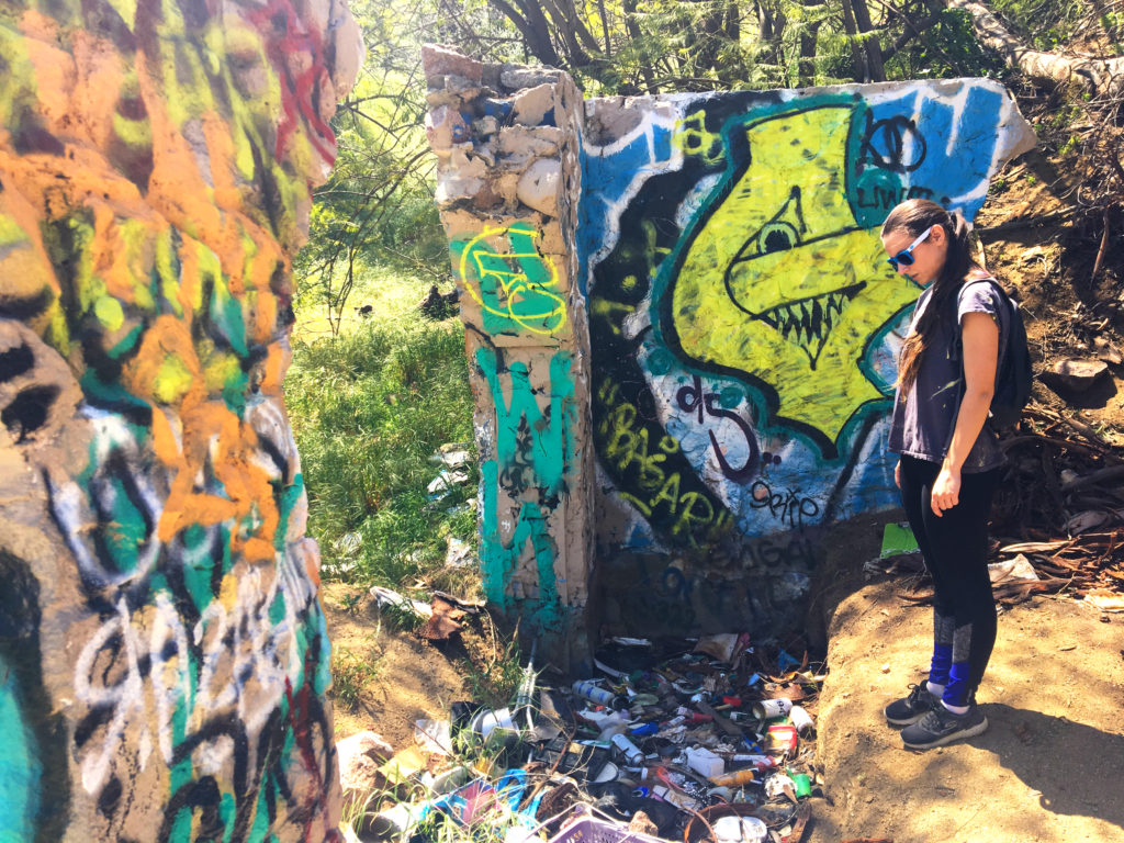 alex in trash structure abandoned runyon canyon park