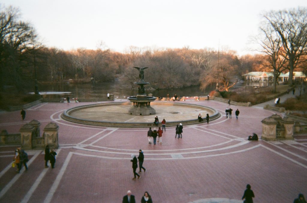 bleak central park fountain