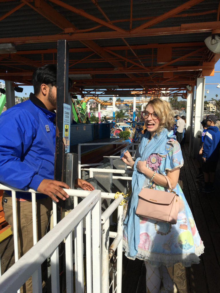 freaking out about the santa monica pier roller coaster