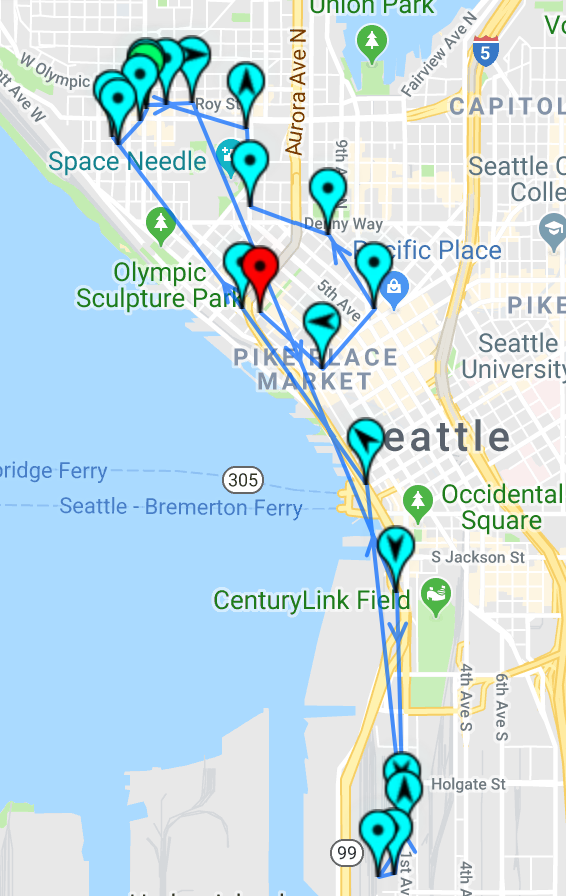 map of seattle path second day