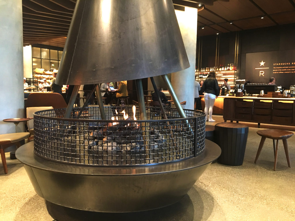 starbucks reserve sodo fireplace inside