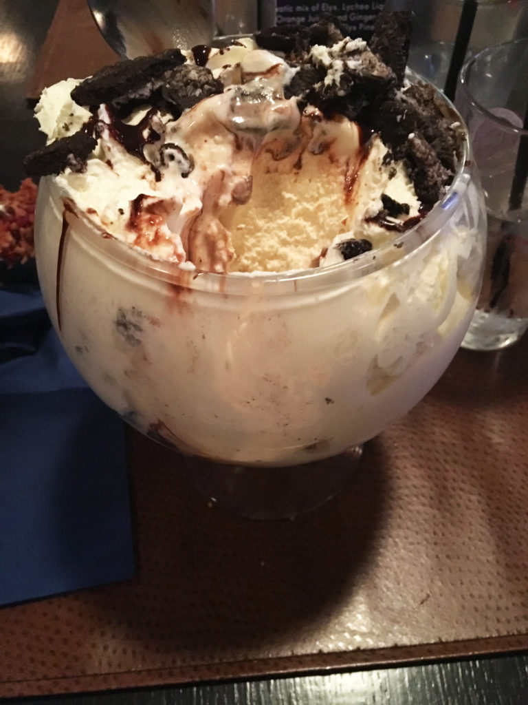 ice cream sundae in a fish bowl