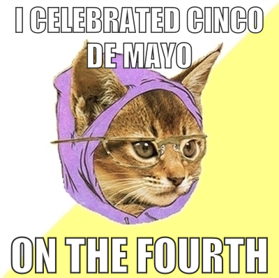 cinco de mayo on the fourth hipster kitty meme