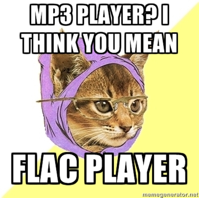 mp3 player? no no, flac player hipster kitty meme
