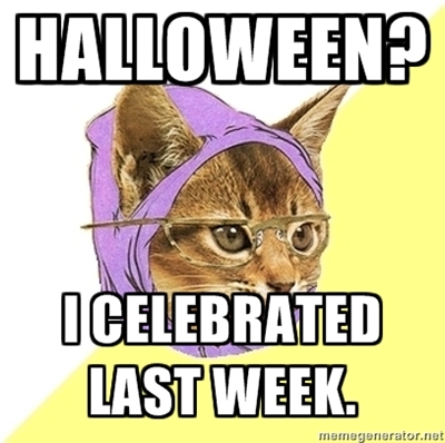 celebrated halloween last week hipster kitty meme