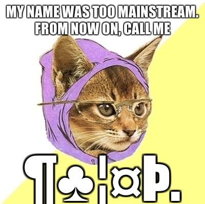 my name was too mainstream hipster kitty meme