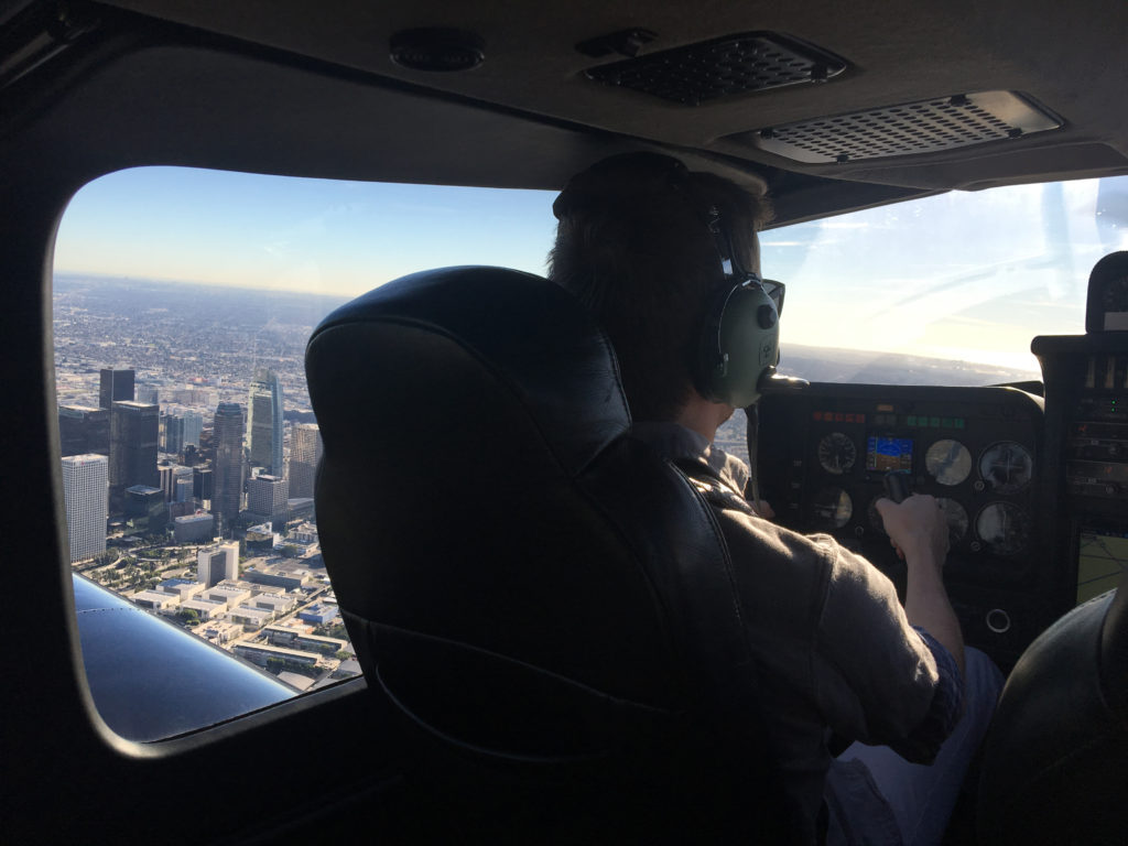 dtla skyscrapers out the cockpit window