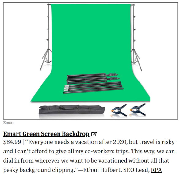 green screen gift guide screenshot