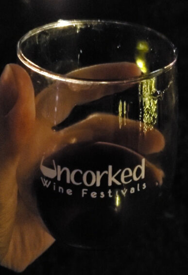 Uncorked Wine Festival custom lettered glass.