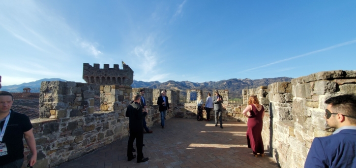 Atop the stone walkways of Castello di Amorosa castle.