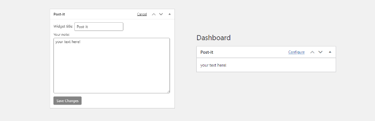 he dashboard post-it note essential wordpress plugin