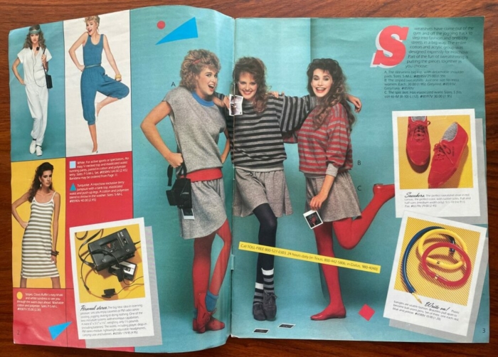 a spread of 80s fashion for sale in a catalog