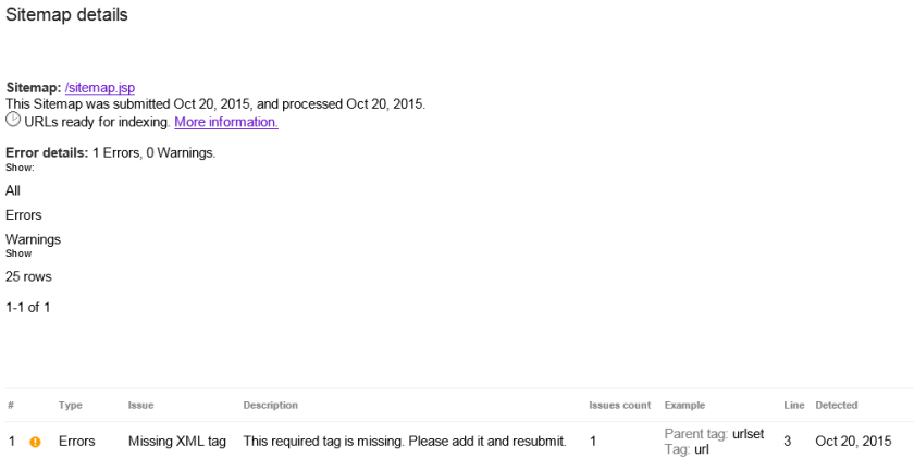 search console webmaster tools rejecting the jsp sitemap at first