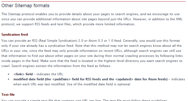 sitemaps.org official rules for xml sitemaps and txt etc