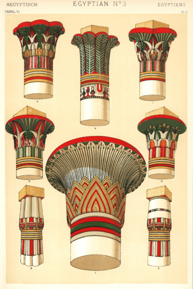 painted egyptian column capitals