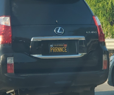prrnnce license plate