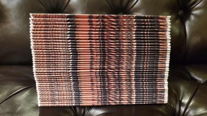 Stack of spines for the color zine cover of Augmenalia Issue #02.