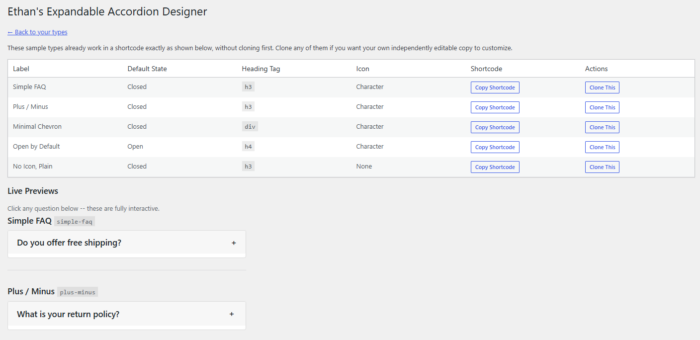 screenshot of accordion designer wordpress collapse free download